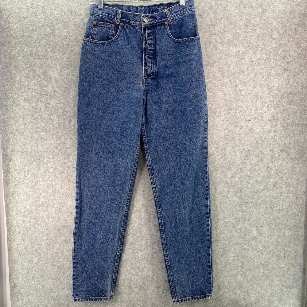 Vintage Lawman Cotton Blue Denim Buttonfly Tapered Leg Jeans Womens 11‎ W28